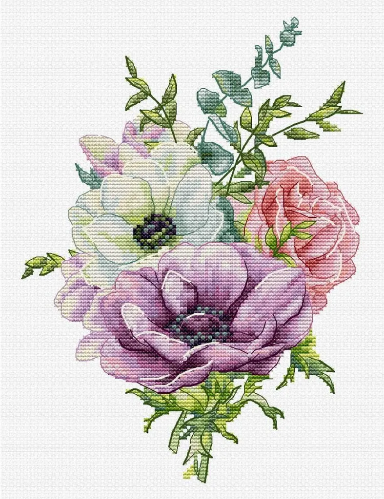 Luca-S kit punto croce "Anemone", contato, fai da te, 15x21cm