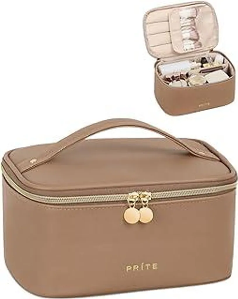 Prite Borsa Cosmetica Grande in Pelle Marrone: L'Organizer da Viaggio Definitivo