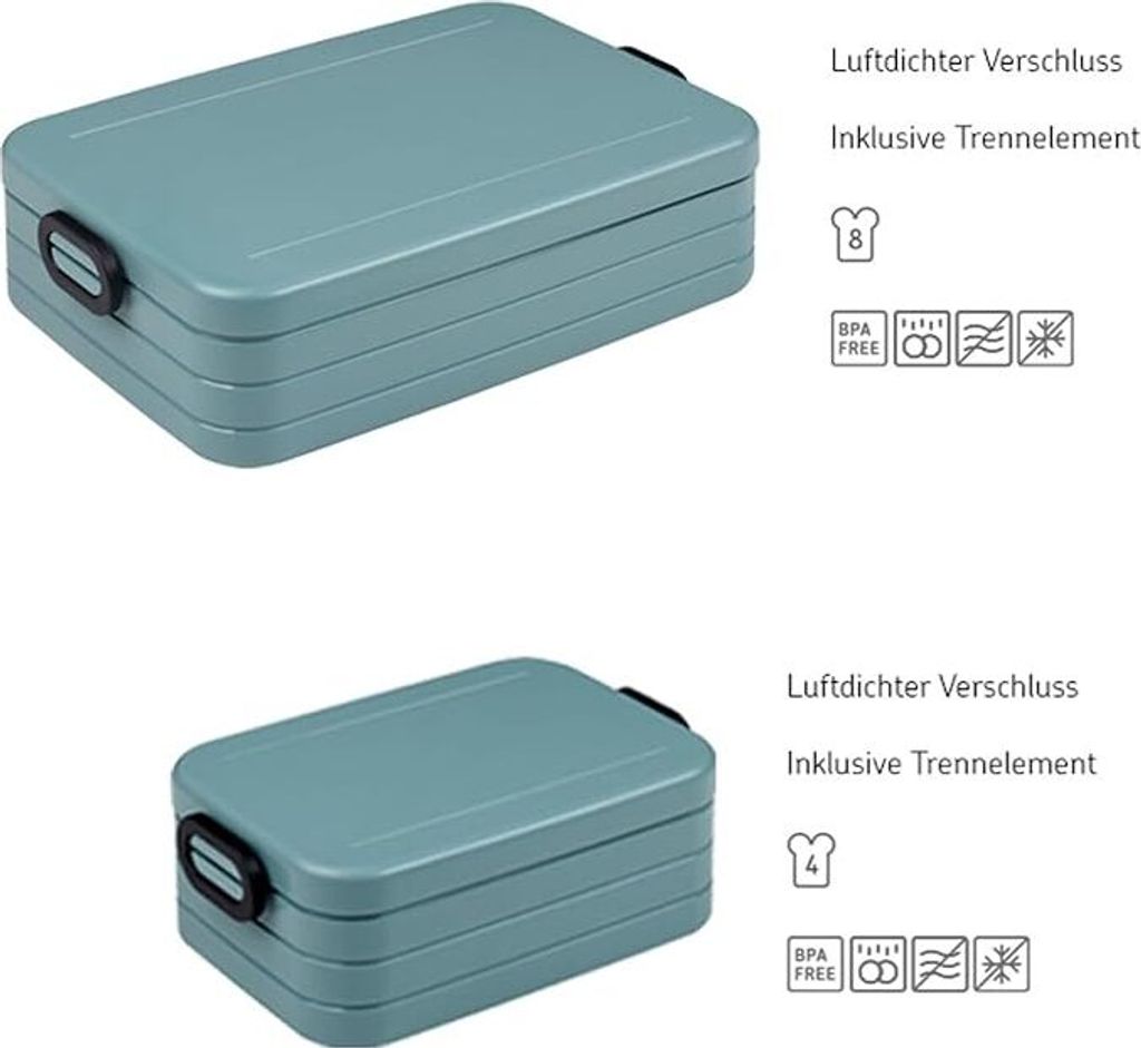 Mepal | Take a Break Duo Pack | Brotdose To Go | Lunchboxen für 2 bis 4 Sandwiches oder 4 bis 8 Brotscheiben | ideal für Meal Prep | Essenbox mit...