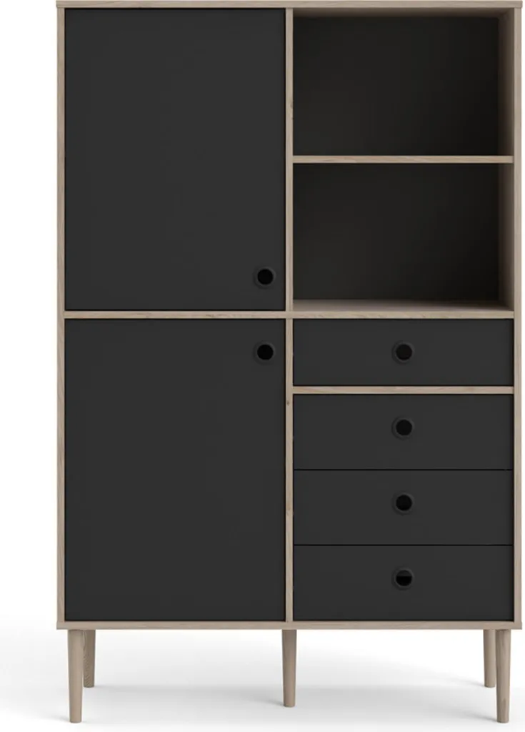 Meuble de rangement Penny chêne et noir mat pour salon bien ordonné