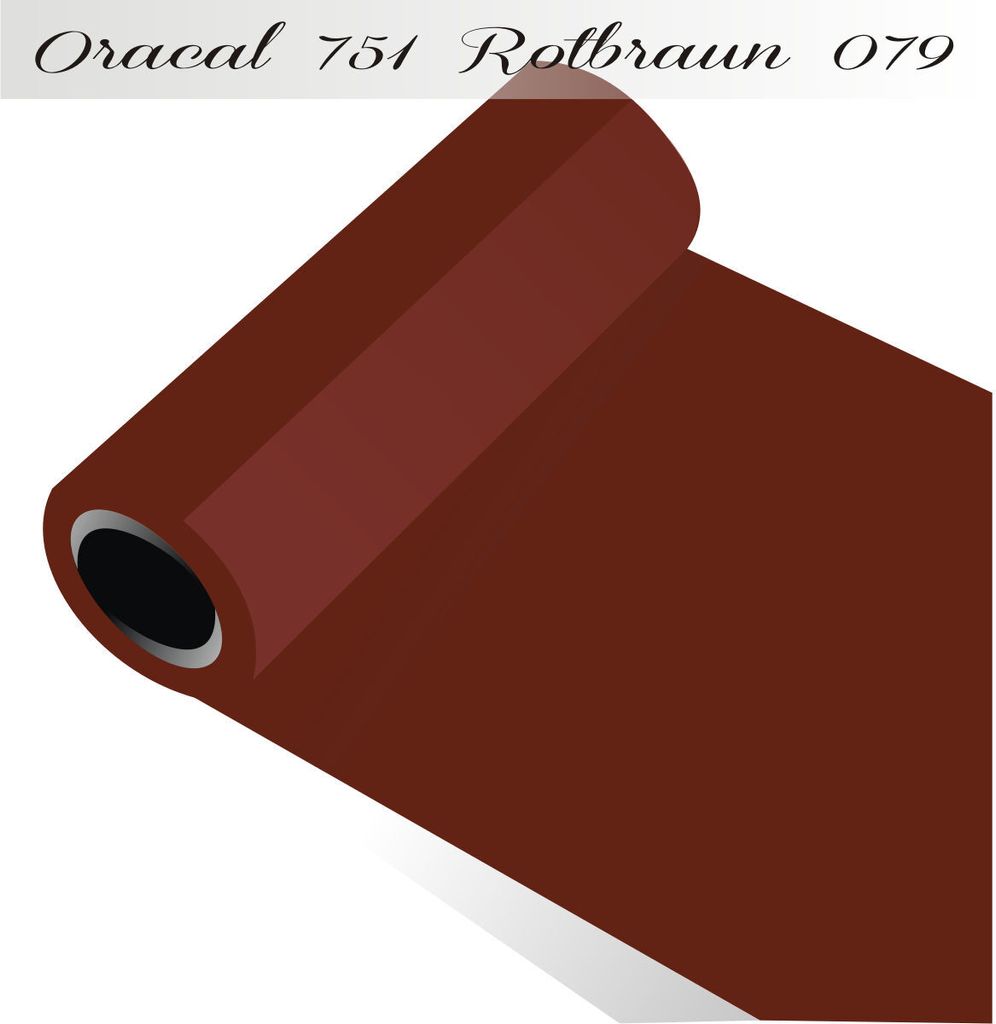 Oracal 751 - Orafol Folie 5m (Laufmeter) freie Farbwahl 118 glänzende Farben - glanz in 4 Größen, 50 cm Folienhöhe rotbraun - 079