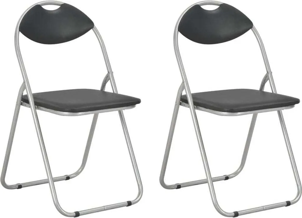 Set 2 Sedie Pieghevoli Nere The Living Store - Design in Pelle Finta