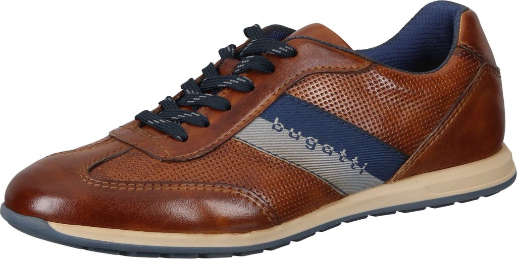 Bugatti Herren Echtleder Sneaker cognac / navy, Herren:42 Produktbild 