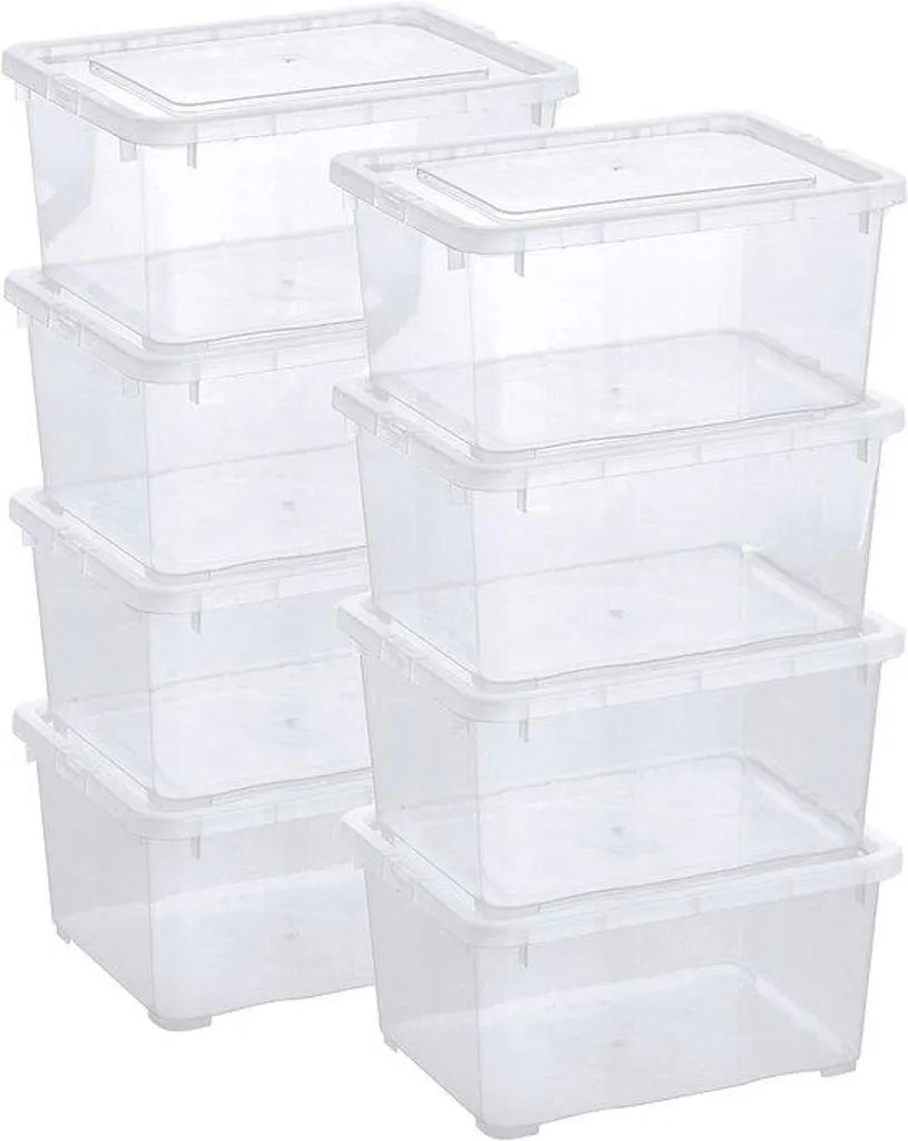 Rangement frigo et placard : 4 boîtes transparentes aérées empilables