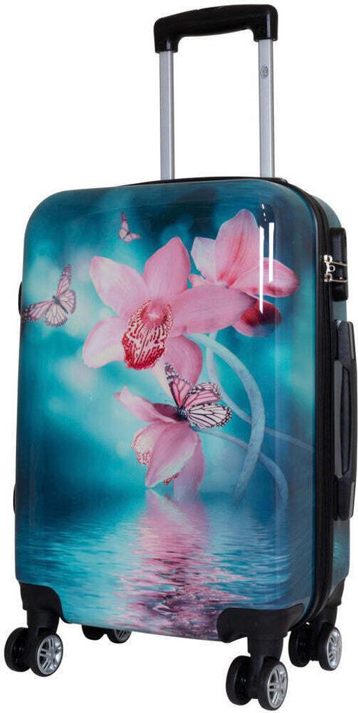 Polycarbonat Kleiner Handgepäck Reisekoffer Orchidee 55 cm Produktbild 