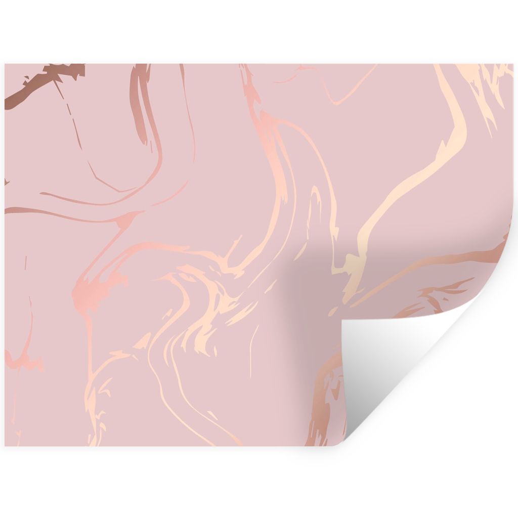 MuchoWow Wandtattoo Wandsticker Wandaufkleber Marmor - Roségold - Linie 80x60 cm Selbstklebend und Repositionierbar - Faltenfrei