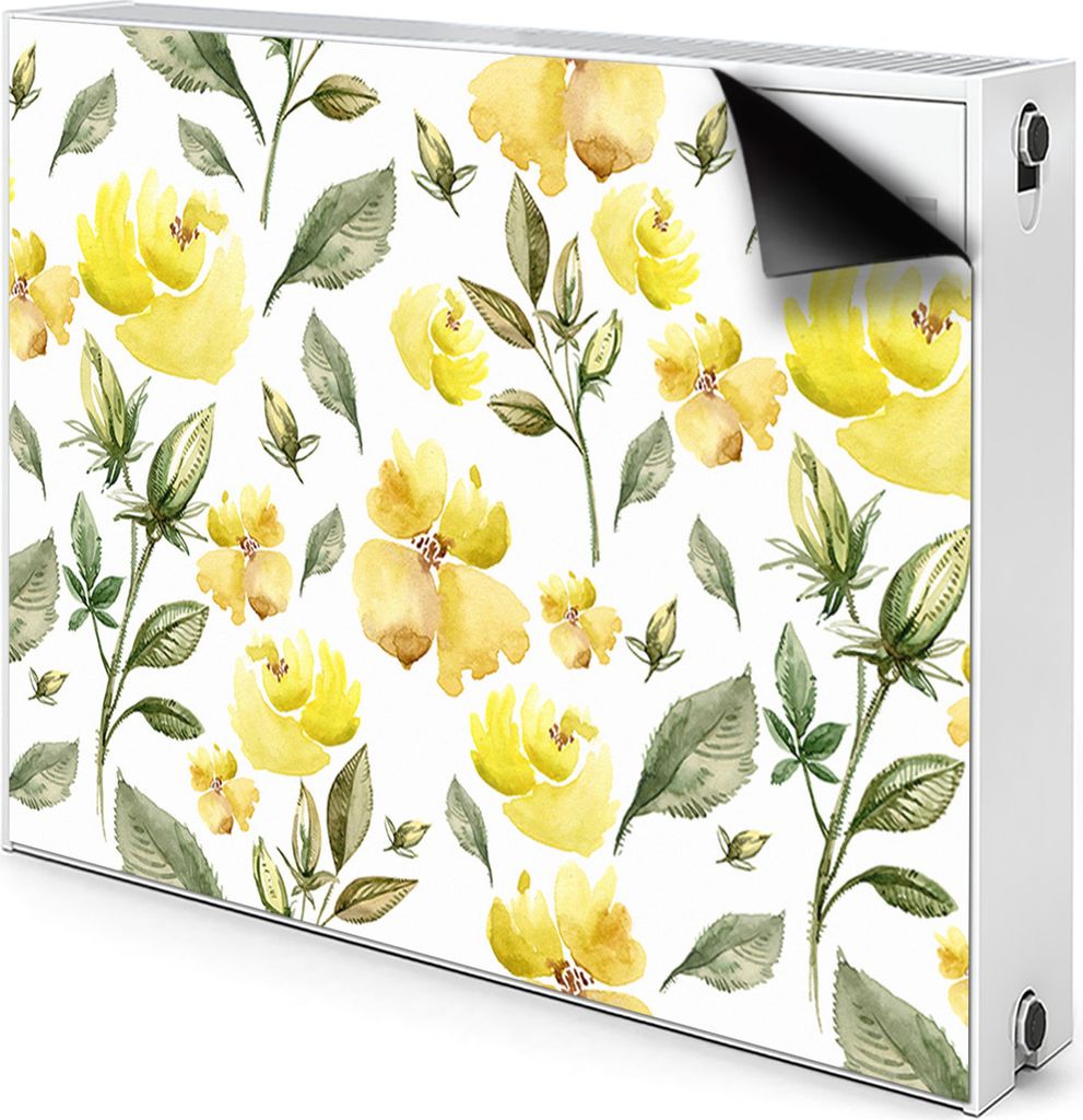 Magnet Heizkörperabdeckung Heizkörperverkleidung Verkleidung Abdeckung 90x60 cm - Gelbe Blumen