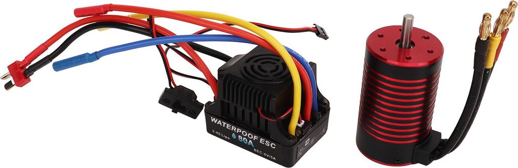 RC 3660 Brushless Motor und 80A Brushless ESC Elektrofahrregler T Stecker Motor ESC Set für 1/8 RC Auto 3100KV