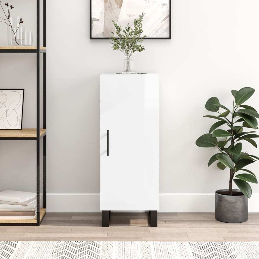 The Living Store Sideboard Hochglanz-Weiß 34,5x34x90 cm Holzwerkstoff
