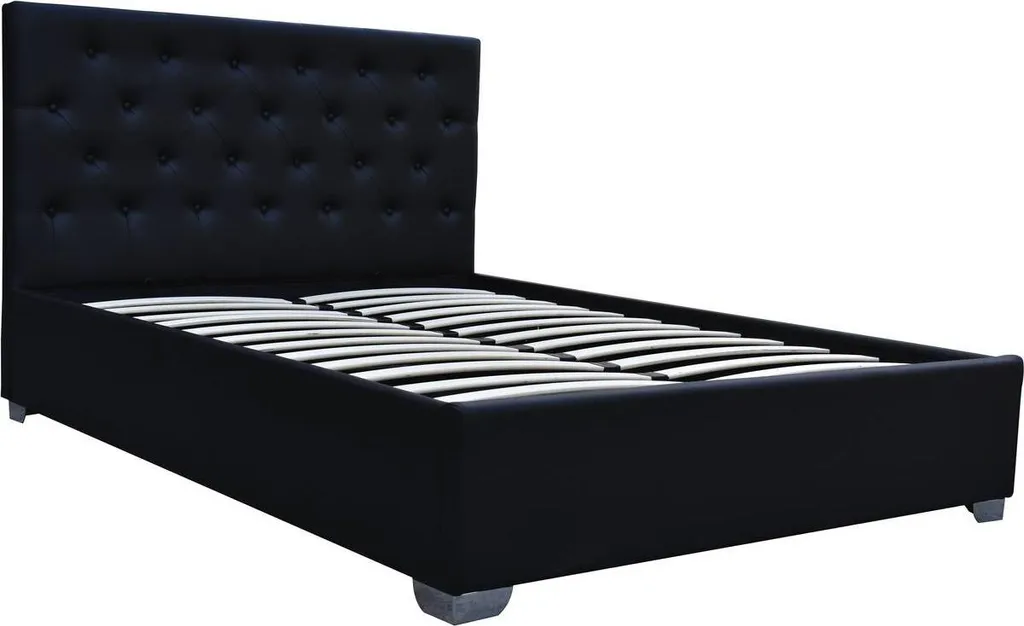 Lit King Size Noir 180x200 cm - Lit avec Sommier Relevable Tino