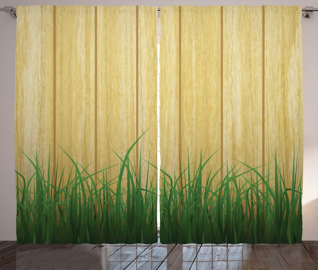 Rideau de salon occultant décoratif aspect bois sable et brun 280x225