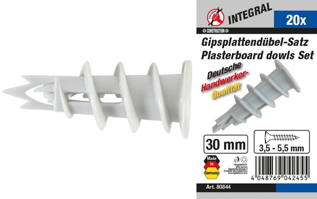 BGS technic Plasterboard Dowel Assortment, 30 mm, 30 g
