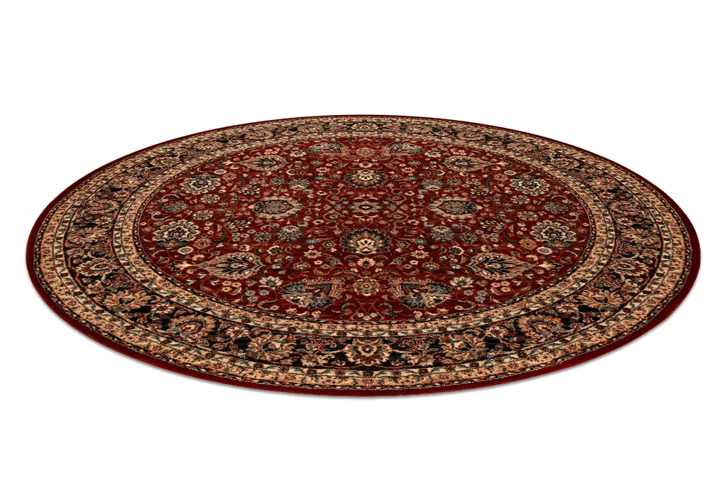 Tapis rond robuste et antitache bordeaux noir 160 cm pour salon