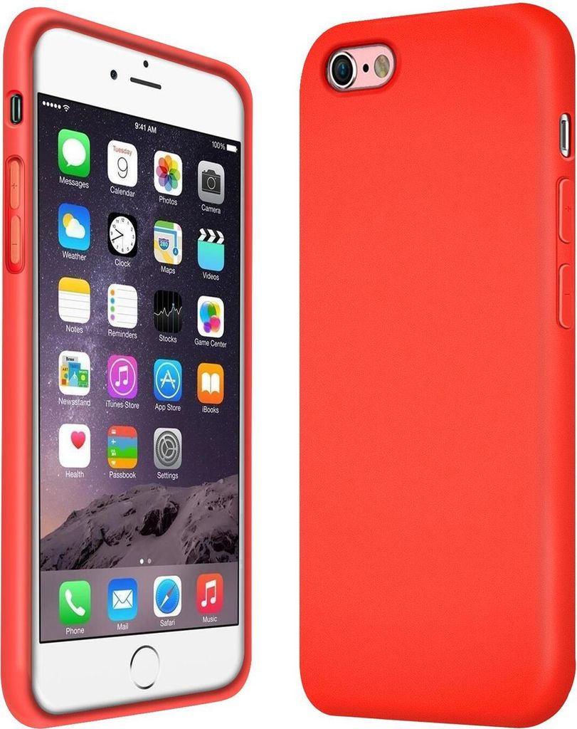 Conie TPU Schutzhülle für iPhone 6 Plus / 6S Plus Tasche Case Cover Bumper Silikon Mikrofaser Inlay Hülle in Rot matt