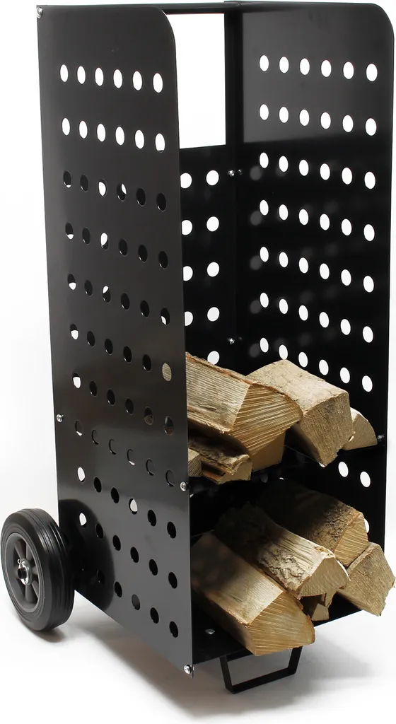 Chariot de bois XL robuste avec roues en caoutchouc pour stockage facile