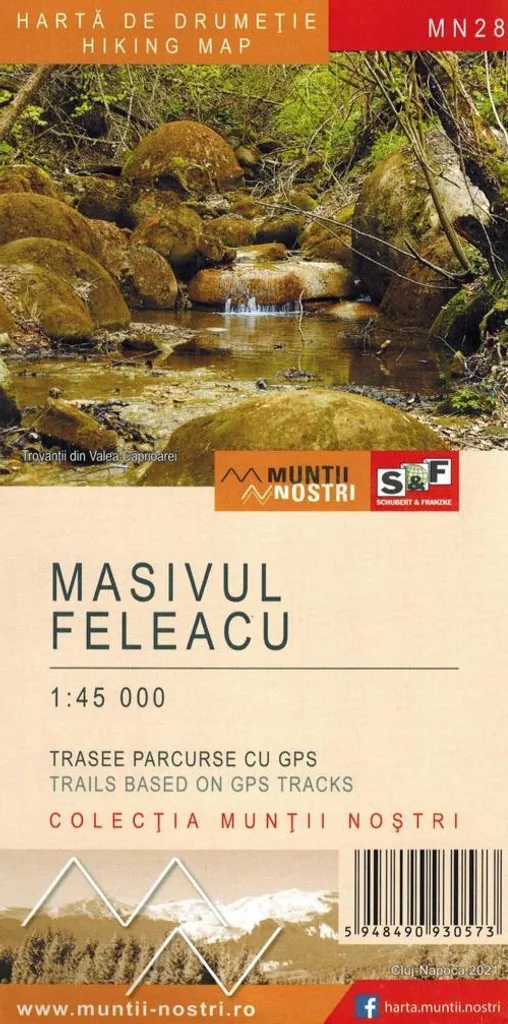 Carte touristique pour visiter le Massif de Feleacu au 1:45 000 MN28
