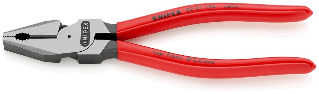 Knipex Kraftkombizange DIN ISO 5746 Länge 180mm poliert Kunststoff-Überzogen - 02 01 180 SB
