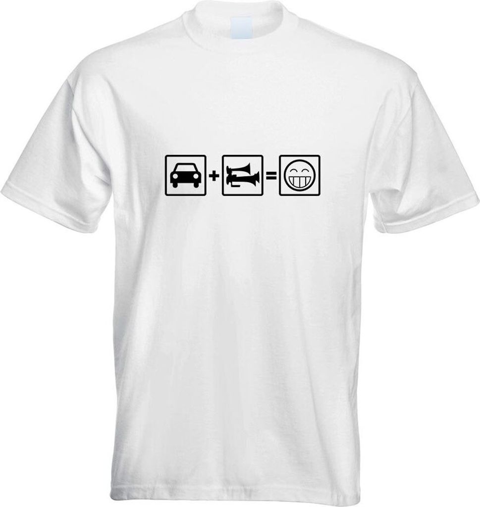 Kiwistar - T-Shirt - Weiss - Trainhorn Motiv Bedruckt Funshirt Design Print - mit Motiv Bedruckt - Funshirt Design - Sport - Freizeit - Herren - XXL