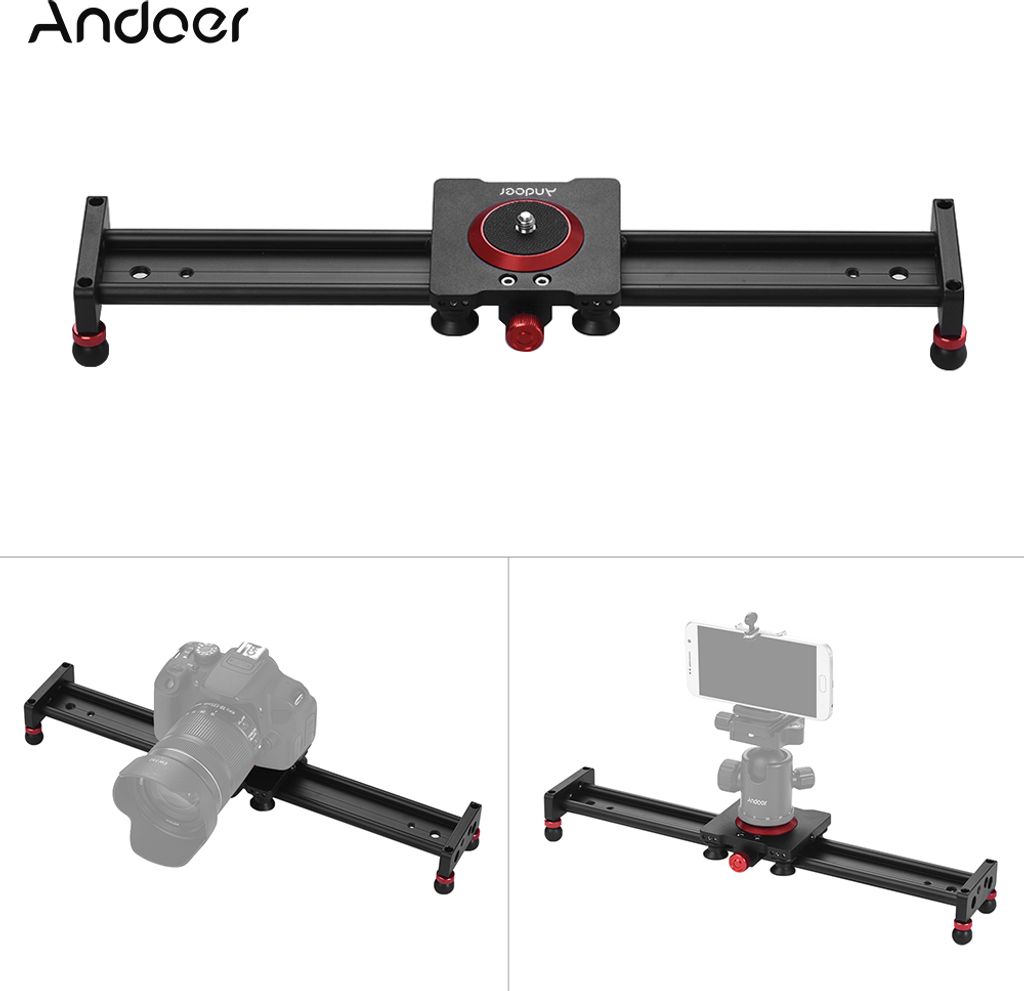 Andoer 40 cm / 16 zoll Aluminiumlegierung Kamera Track Slider Video Stabilisator Schiene fuer DSLR Kamera Camcorder DV Film Fotografie, laden bis z...