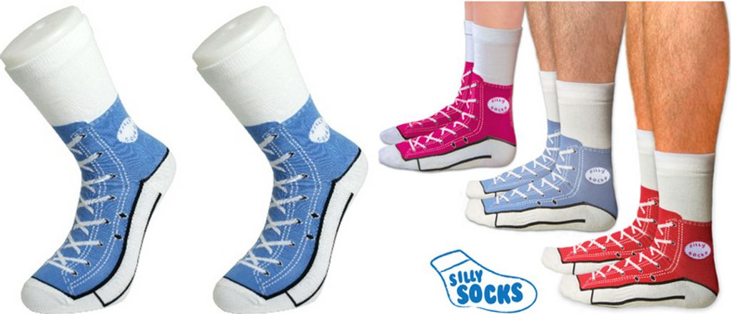 *Sneaker Socken blau Silly Socks in Turnschuh Optik Sportsocken