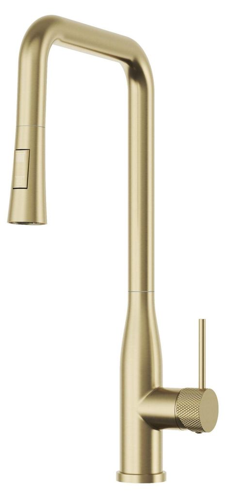Granitan | Küchenarmatur - Hoch - Gold - Wasserhahn Küchen - mit 2 Wasserauslassmodi - mit Herunterziehen Brause - VECTOR