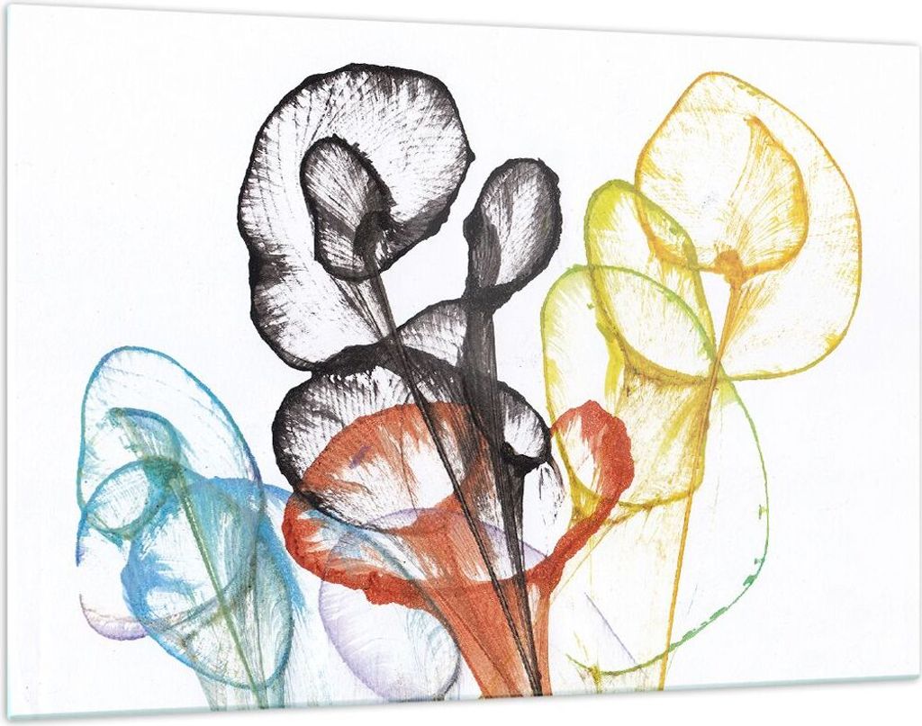 Bilder auf glas - Einteilig - Blumen Abstraktion Surrealismus - 120x80cm - Glasbilder - Wandbilder - Bilder - Wanddekoration aus Glas - Glas Bilder...