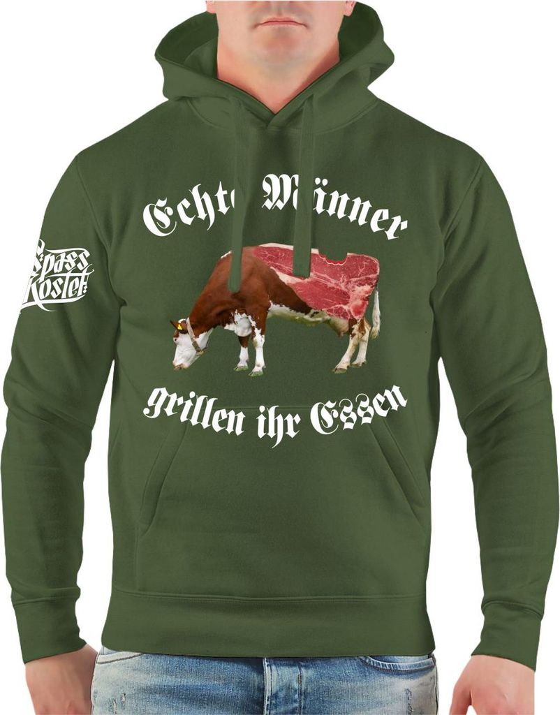 Herren Kapuzenpullover Echte Männer grillen ihr Essen