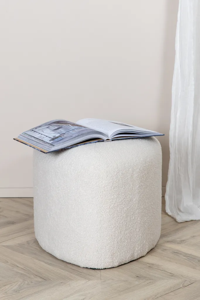 Pouf Rotondo Teddy Bianco Peg 46cm - Seduta Extra e Relax - 5