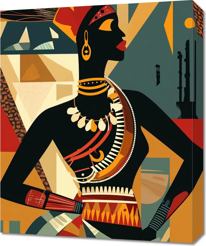 Quadro Moderno 50x60 Mosaico Africano - Arredamento Etnico Chic