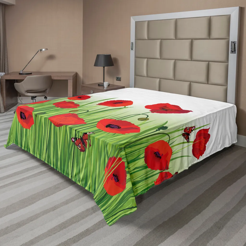 Drap plat doux composition florale été 260x228 cm en tissu résistant