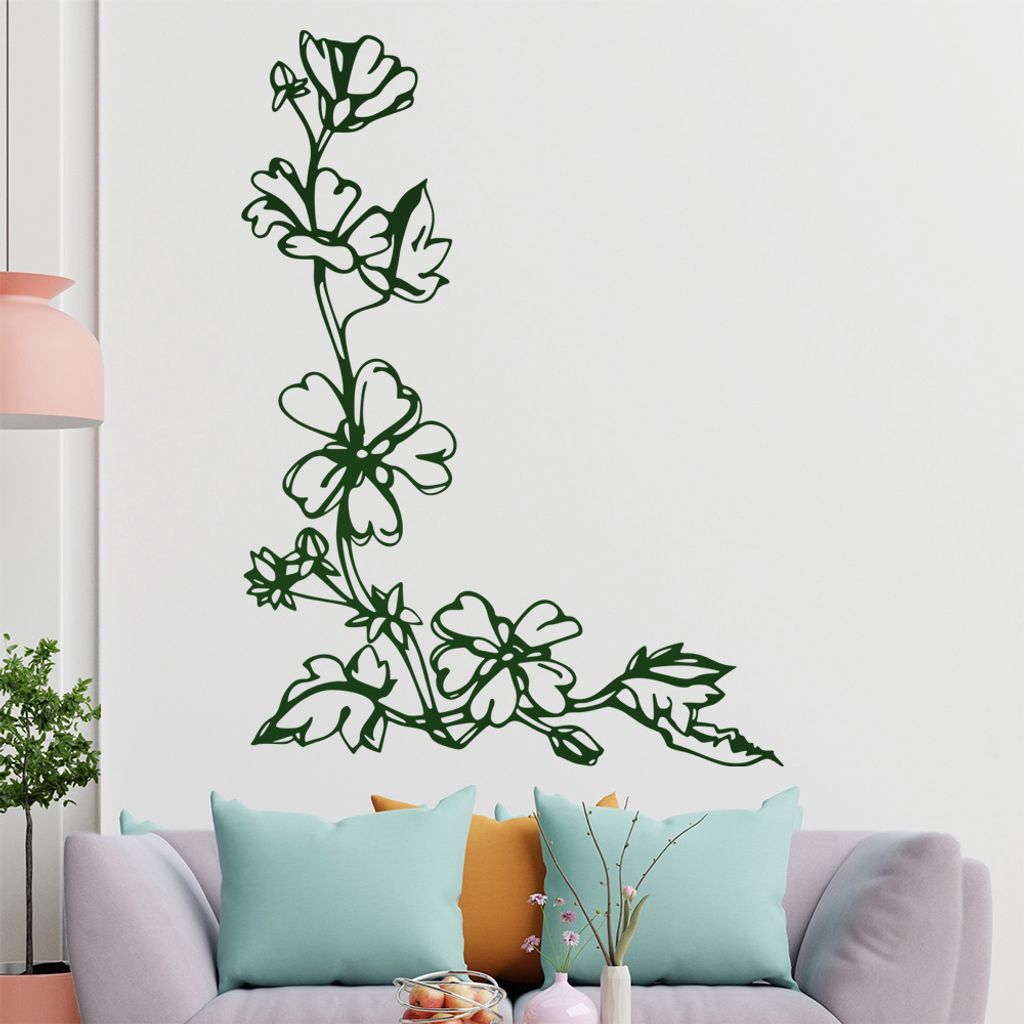 Blumen - Ranken Wandtattoo in 6 Größen - Wandaufkleber Wall Sticker - Dekoration, Küche, Wohnzimmer, Schlafzimmer, Badezimmer