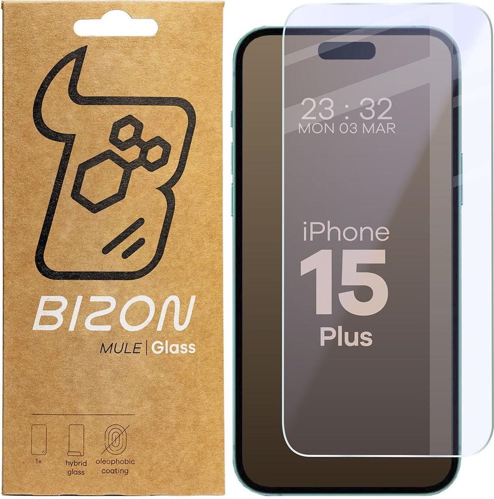 Bizon Glass Mule Flexibles Hybridglas Apple iPhone 15 Plus