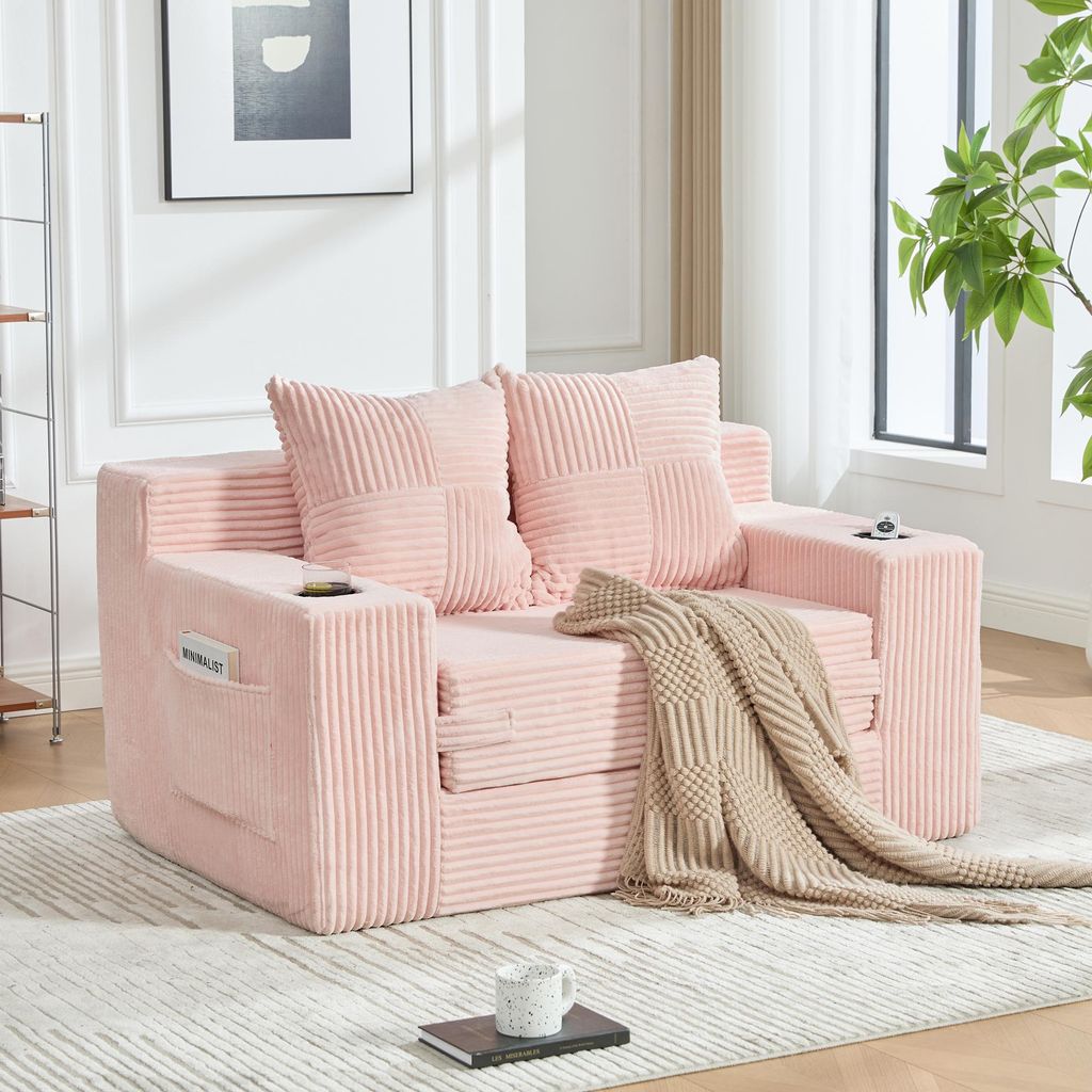 okwish Klappsofa mit 2 Kissen und Becherhalter,Modernes Produktbild 