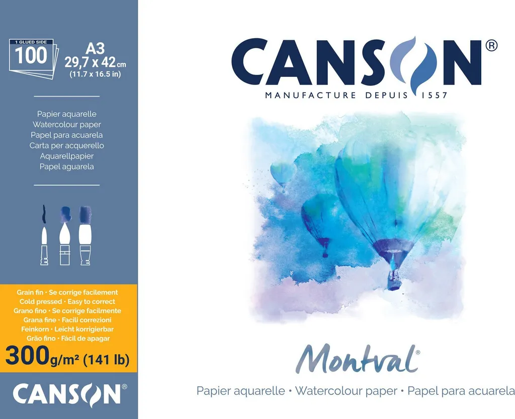 Bloc Canson Montval 32x41 cm 100 Feuilles Papier Aquarelle Haute Qualité