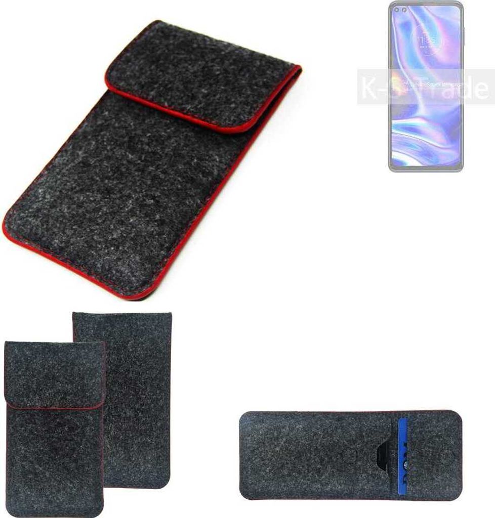 K-S-Trade Handy Schutz Hülle kompatibel mit Motorola Moto One 5G Schutzhülle Handyhülle Filztasche Pouch Tasche Case Sleeve Filzhülle dunkelgrau