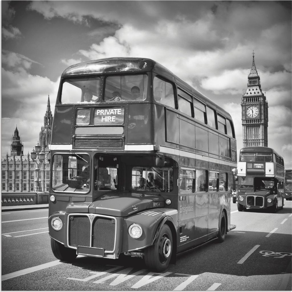 ARTland Wandbild Alu für Innen & Outdoor London klassische Straßenszene Größe: 40x40 cm