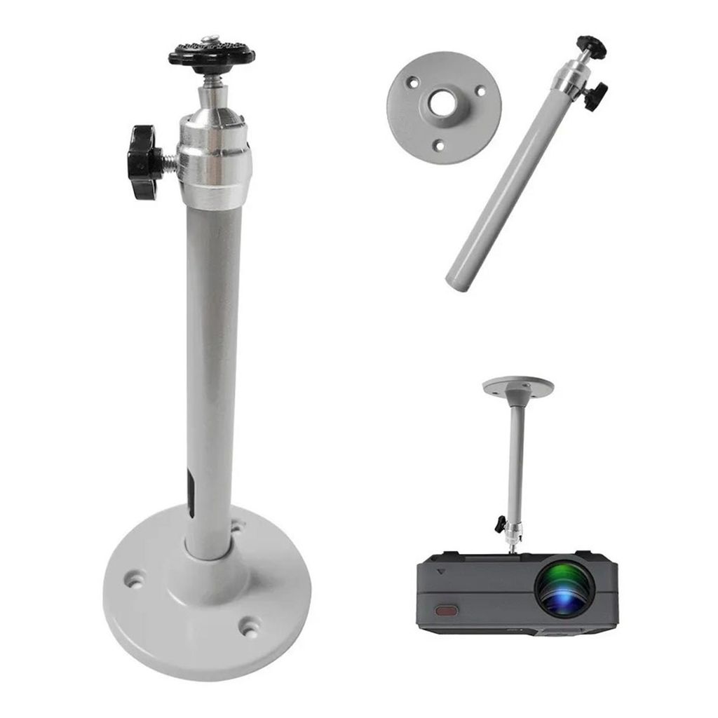 Supporto Universale Per Proiettore Da Soffitto In Alluminio – Inclinazione 90° E Rotazione 360°, Carico 5 Kg, Foro 6 Mm