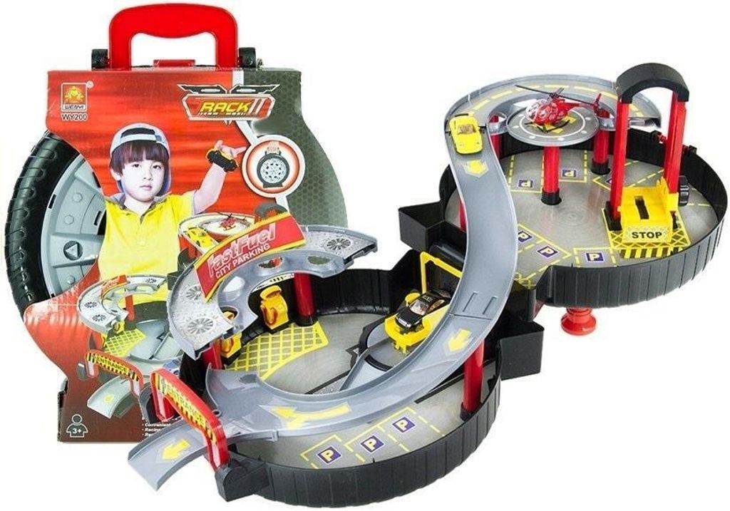 Parkhaus Garage Koffer Zweistöckig Set Spielzeug Fahrzeuge Kleinwagen, Größe:UNIVERSAL
