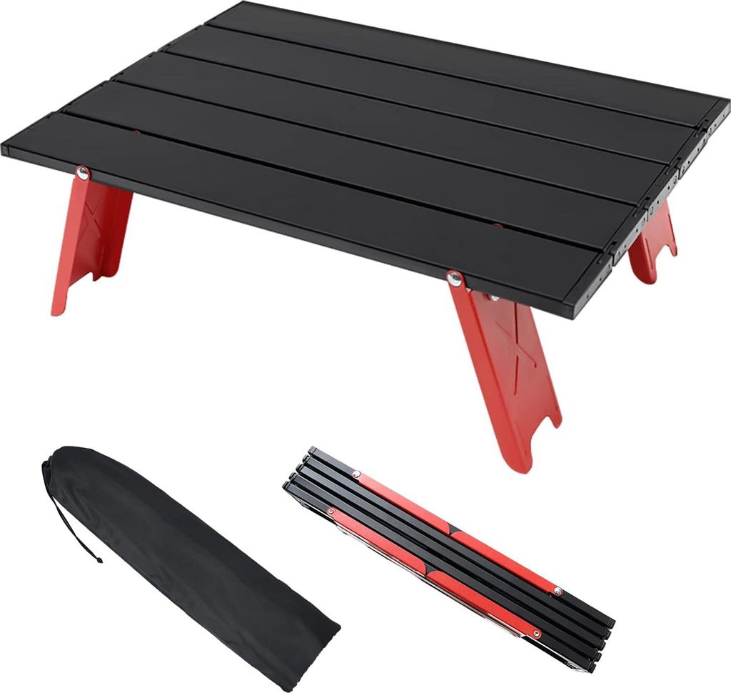 Inklappbare Mini-Campingtafel - leichtgewichtig, tragbar - schwarz - Aluminium
