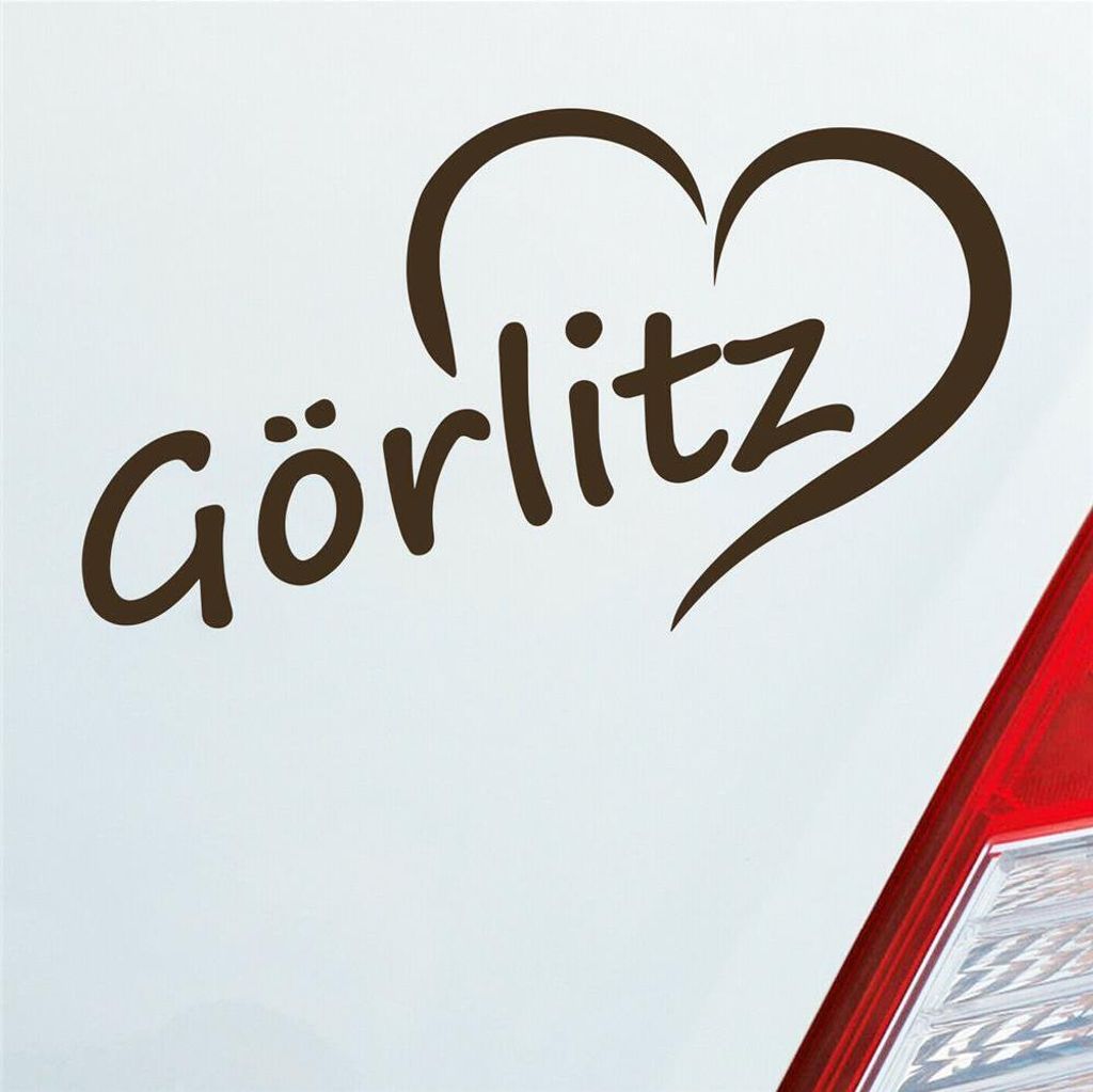 Auto Aufkleber Görlitz Herz Stadt City Liebe Love Heart 14,5x8 cm Braun Sticker Heckscheibenaufkleber