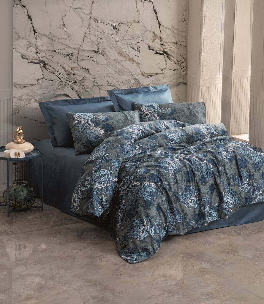L'Essentiel Linge de Maison, Liza - Petrol Blue, Satin-Doppelbettbezug-Set (DE), Petrolblau, 100 % Baumwollsatin, 200 x 200 cm