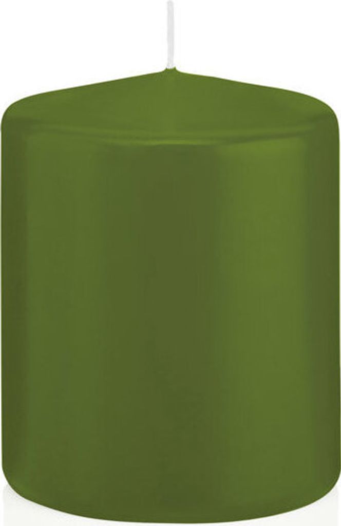 Stumpenkerzen in RAL-Qualität Olive Ø 78 x 100 mm, 8 Stück