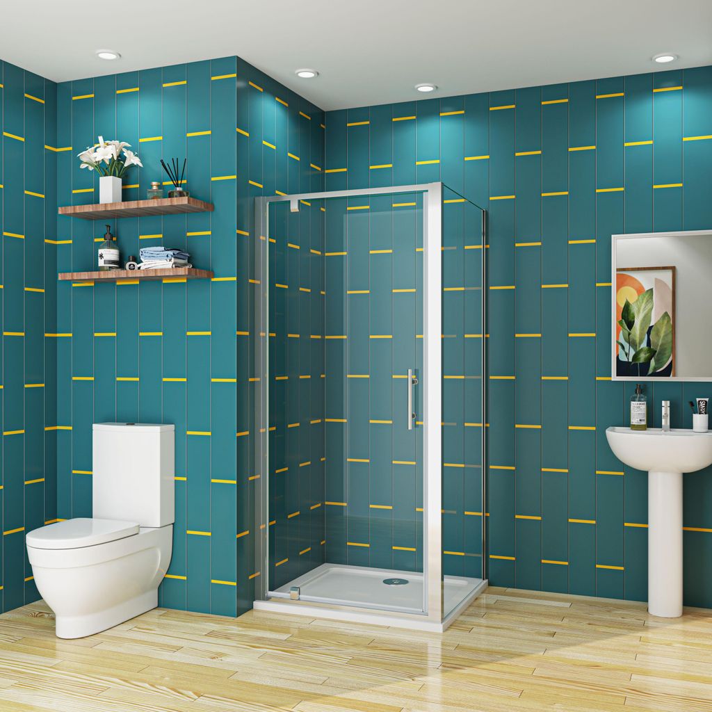 AICA Duschkabinen Eckeinstieg Pendeltür 90x185cm Seitwand90x185cm Drehtür 5mm ESG Glas Duschabtrennung Drehtür