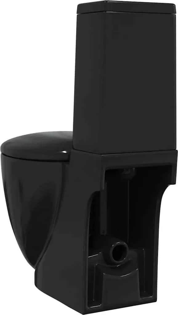 vidaXL Toilettes en céramique noire avec sortie horizontale standard