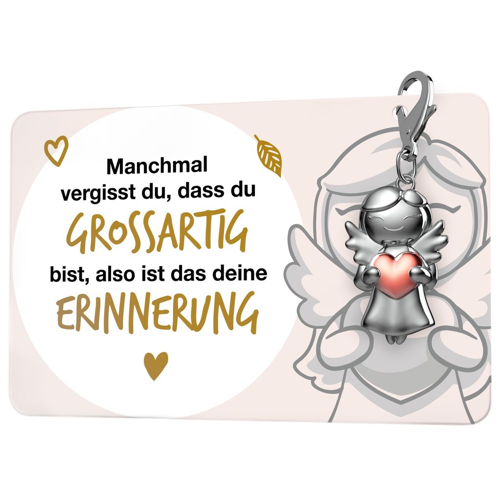 FABACH Beste Freundin Schutzengel Schlüsselanhänger mit Herz und Karte - Engel Glücksbringer mit Kärtchen - Geschenk für Freundinnen oder Koll...
