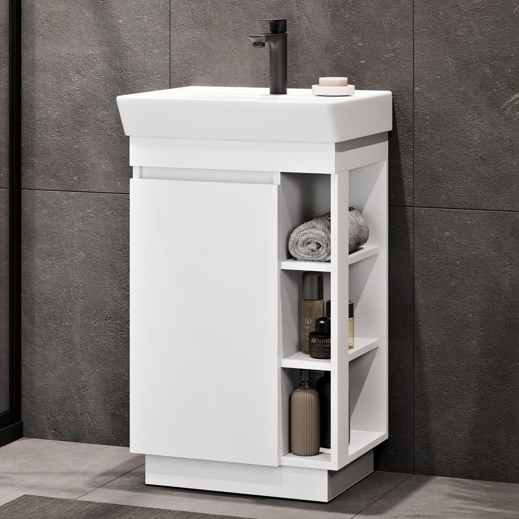 Planetmöbel Badmöbel Set NYX Waschtisch 50 cm Matt Weiß Produktbild 