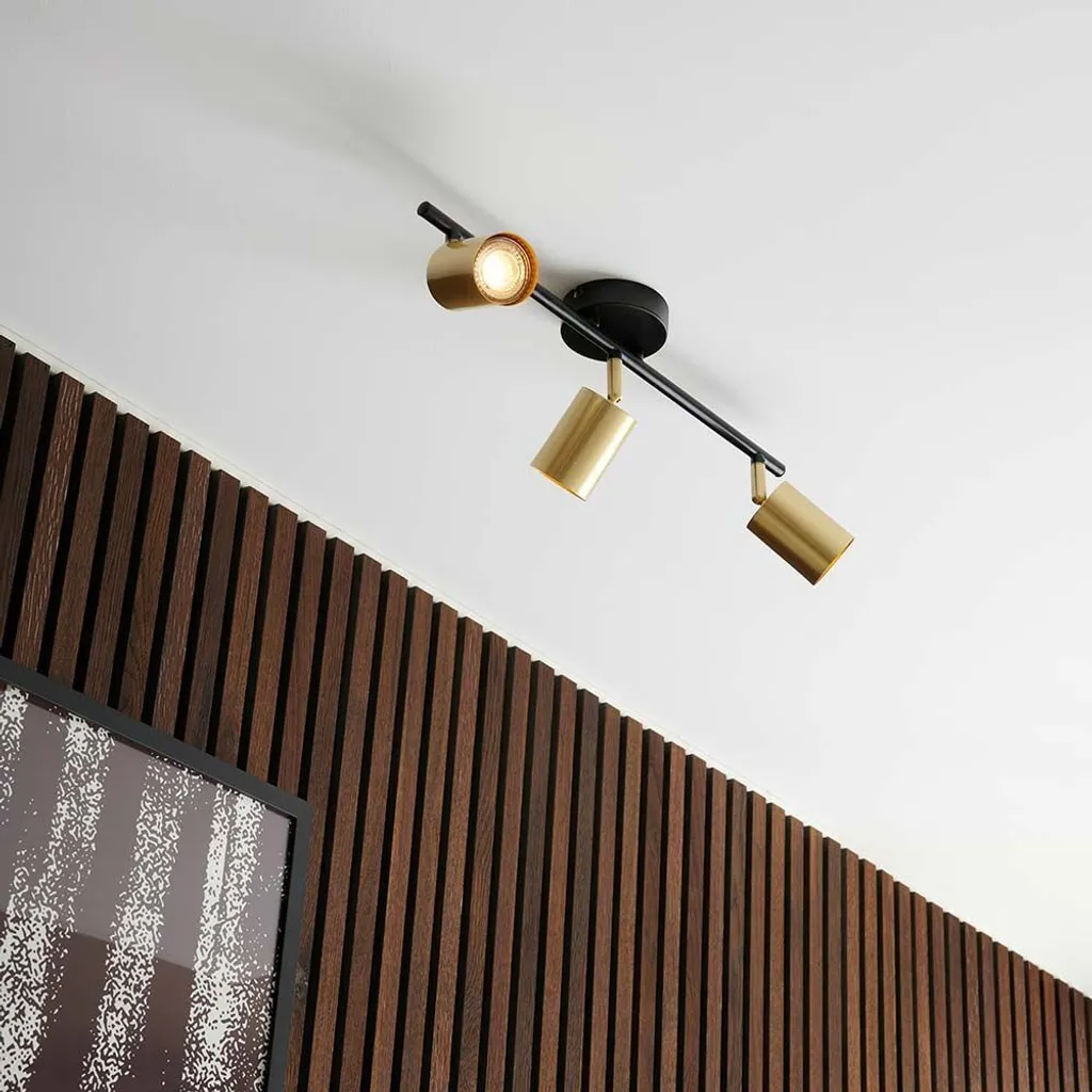 Éclairage Plafond Modulable Nordlux Explore Laiton 3 Spots Anti Zones d'Ombre