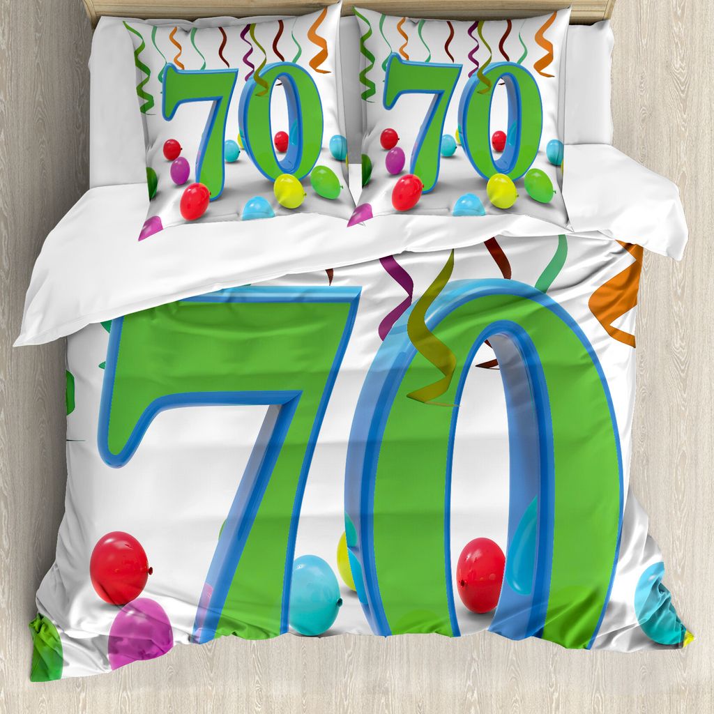 ABAKUHAUS Grün Bettbezugs Set Für Doppelbetten, Bunte Luftballons, Milbensicher Allergiker geeignet mit Kissenbezügen, Farngrün und Blau