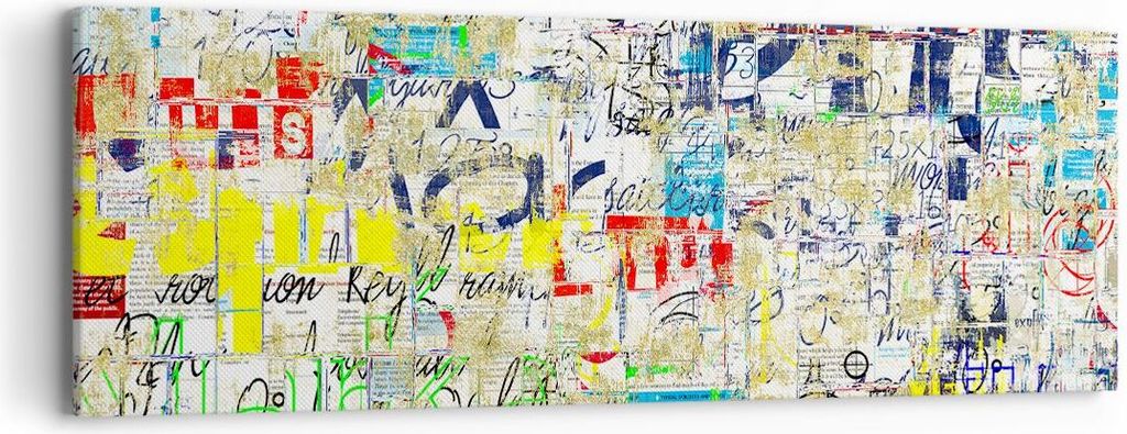 Bild auf Leinwand - Leinwandbild - Straße Graffiti Wand Wandmalerei - 90x30cm - Wand Bild - Wanddeko - Leinwanddruck - Bilder - Kunstdruck - Wandd...