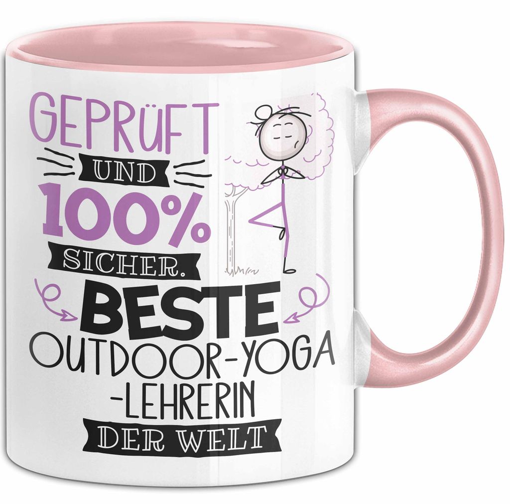 Beste Outdoor-Yoga-Lehrerin Der Welt Tasse Geschenk für Eine Outdoor-Yoga-Lehrerin Und Sicher Geschenkidee Geburtstag Weihnachten (Rosa)